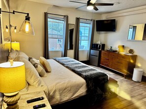 1 bedroom, desk, blackout drapes, iron/ironing board - Suite102 "The Imperial Eagle" (Custer)