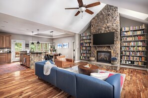 Smart TV, fireplace, video games, books