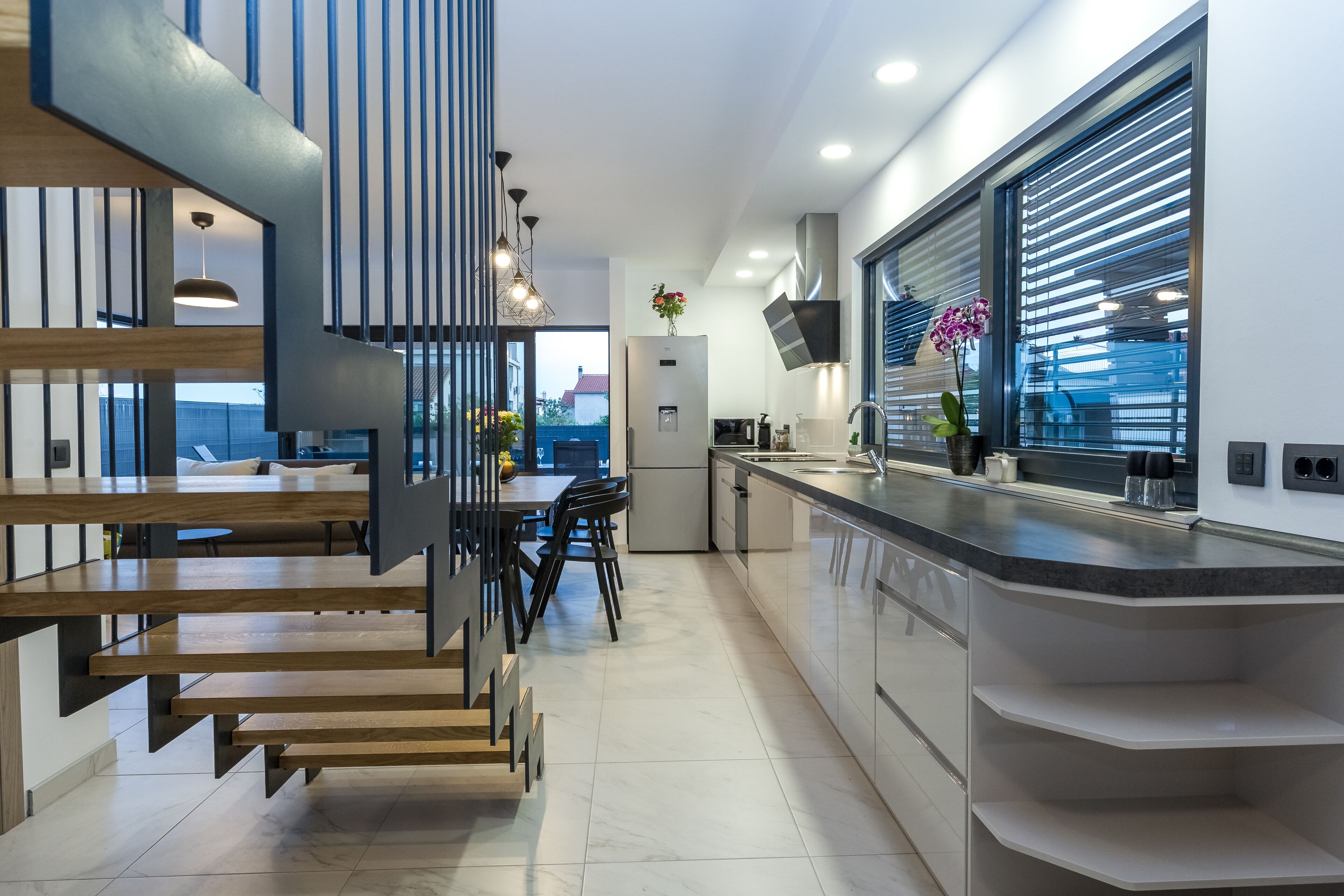 Fridge, microwave, oven, dishwasher