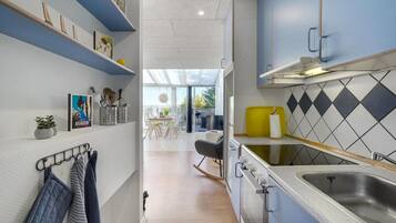 Fridge, microwave, stovetop, dishwasher