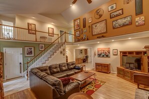 Smart TV, fireplace, DVD player, books
