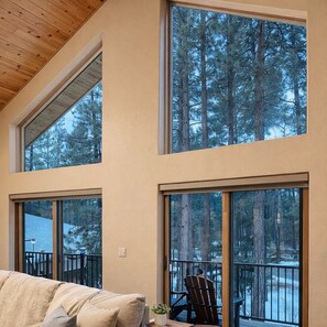 Smart TV, fireplace, video games, DVD player