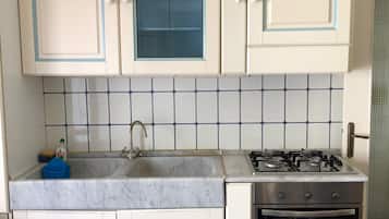 Fridge, oven, stovetop, coffee/tea maker