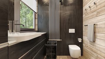 Combined shower/bathtub, jetted bath, bidet