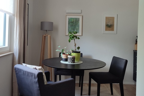 City Apartment | Living area | 50-inch Smart TV with satellite channels, TV