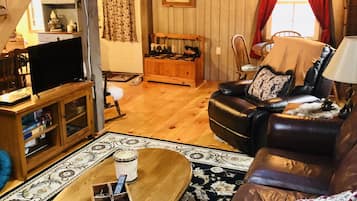 TV, DVD player, books, video library