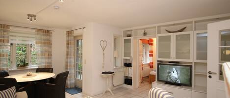 TV, DVD player, stereo