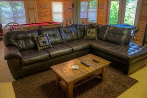 TV, fireplace, foosball