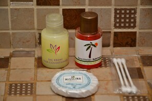 淋浴设施、吹风机、拖鞋、毛巾