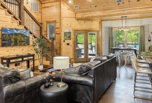 Smart TV, fireplace, video games, foosball