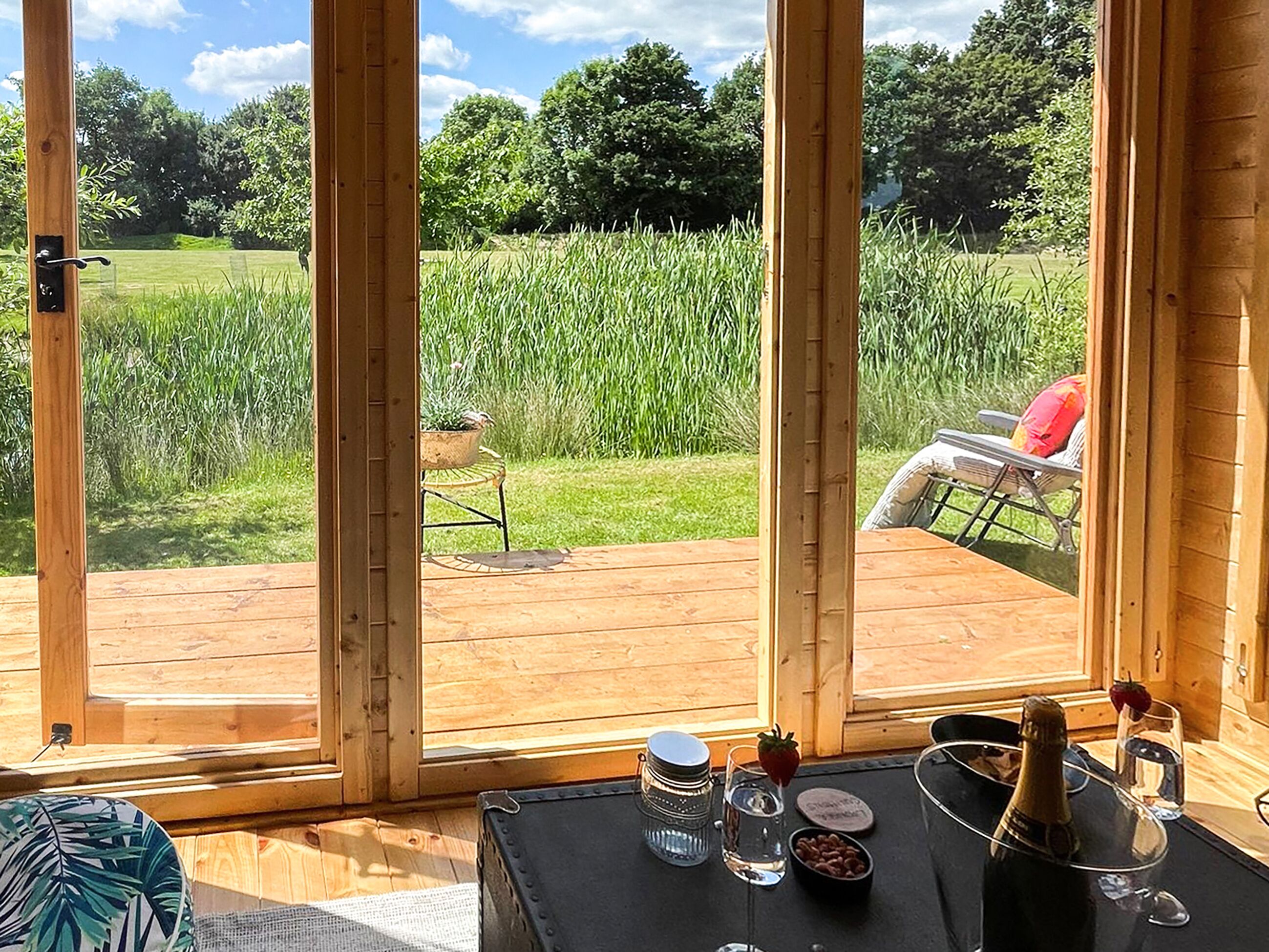 Shared summerhouse and lounger | Lower Farm Lodges, Chart Sutton, near Maidstone