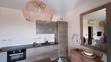 Apartment | Private kitchen | Fridge, microwave, oven, stovetop