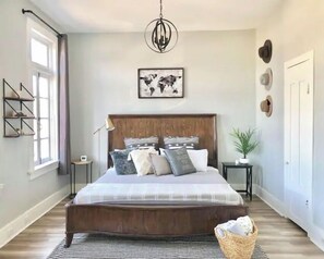 1 bedroom, desk, iron/ironing board, travel cot