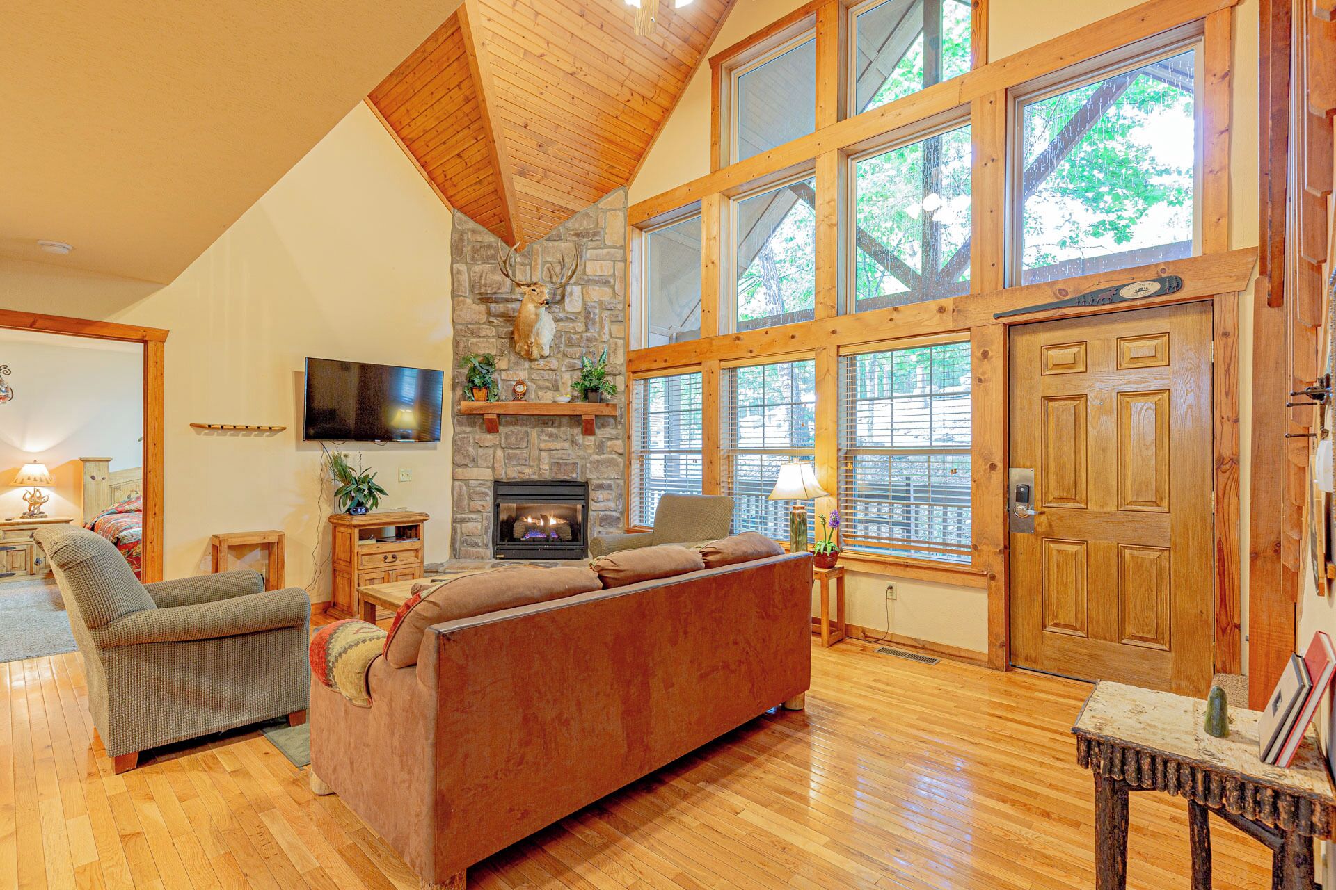 Smart TV, fireplace, DVD player