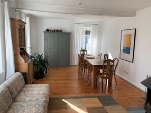 TV, DVD player, table tennis, books