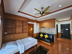 Family Suite, 1 Bedroom, City View | Private kitchen | Fridge, microwave