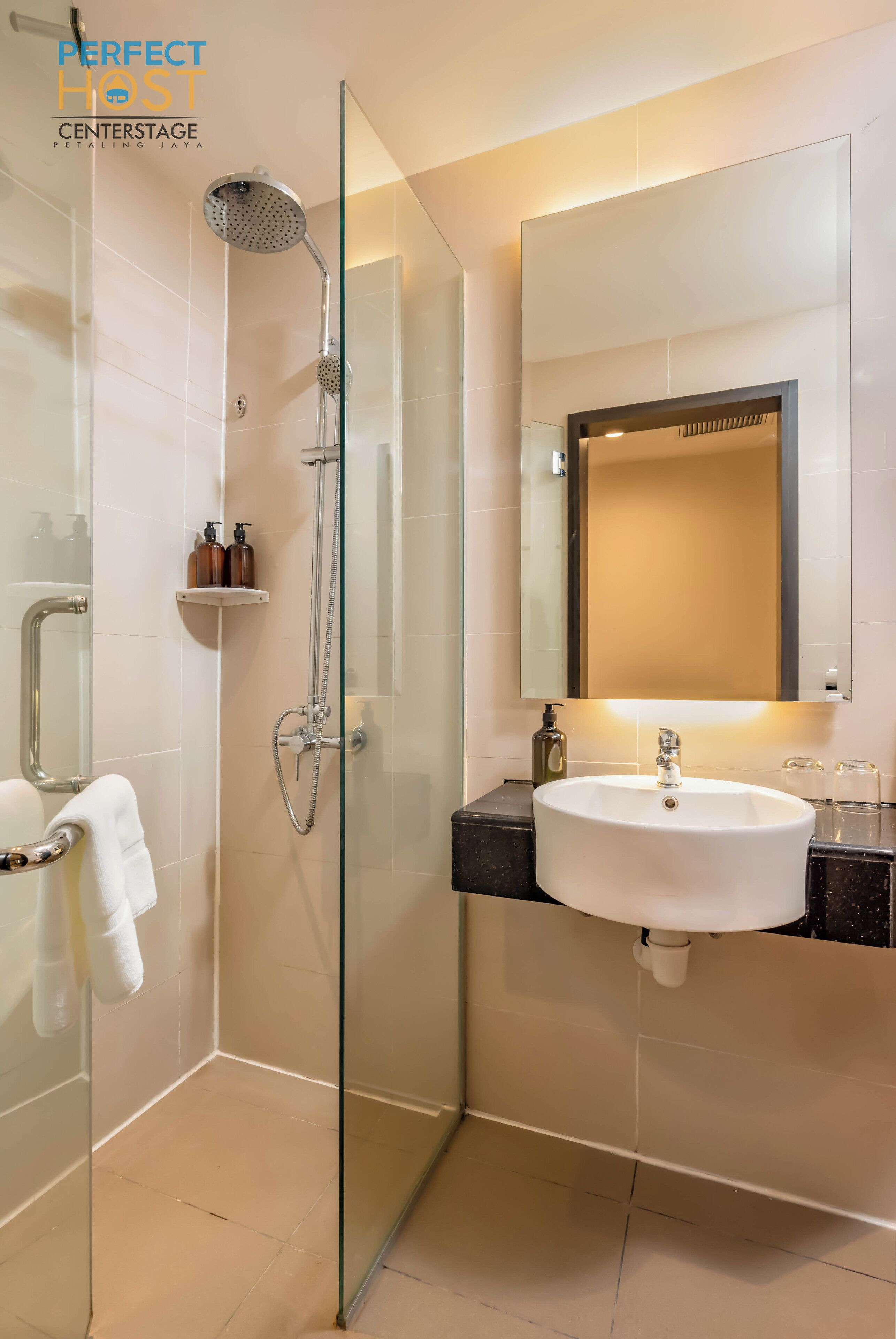 Shower, rainfall showerhead, hair dryer, bidet