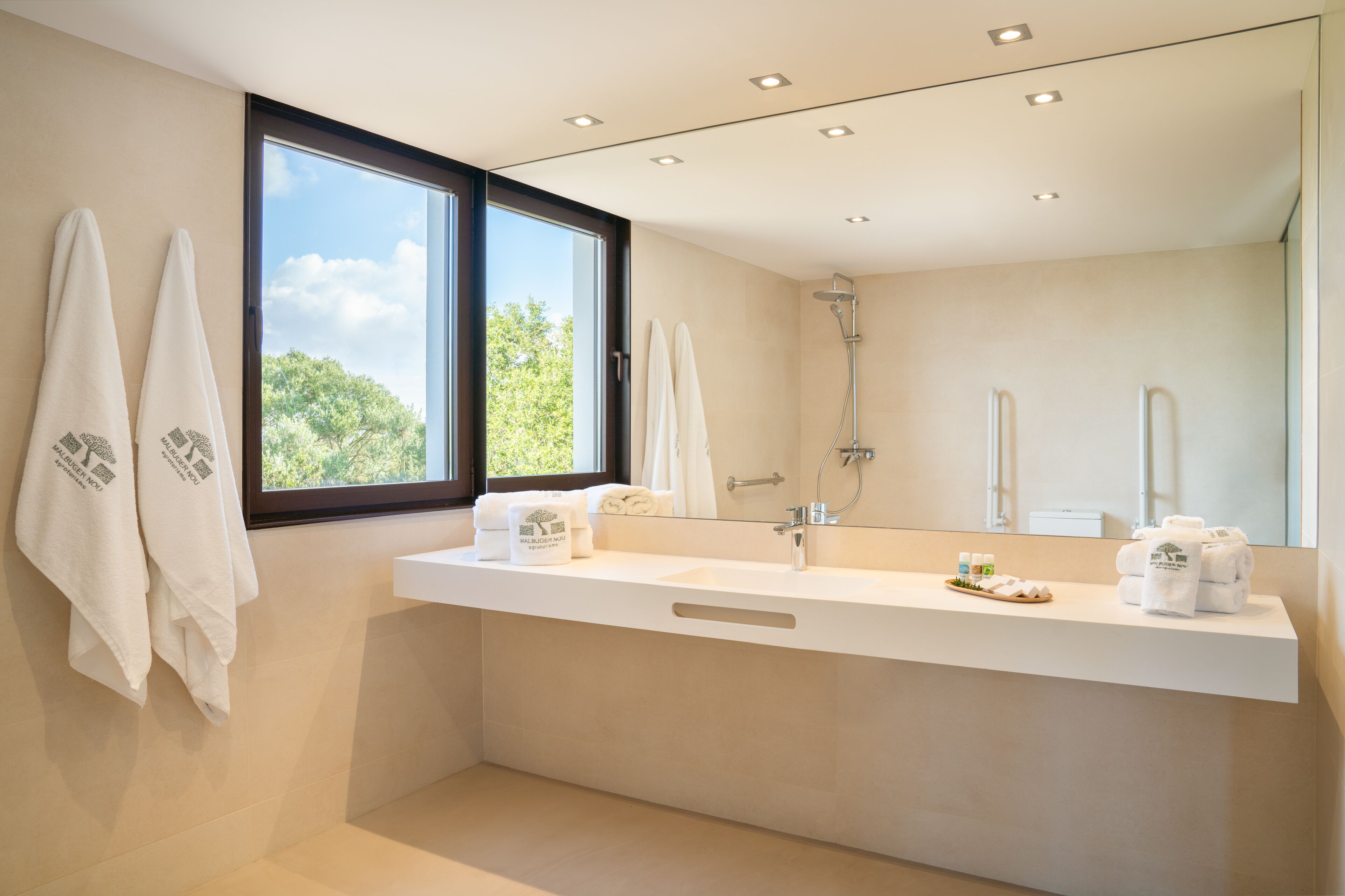 deluxe double or twin room, accessible | bathroom | shower, rainfall showerhead, eco-friendly toiletries, hair dryer