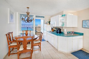 Fridge, microwave, coffee/tea maker, toaster