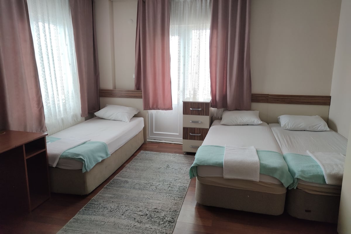 Hypo-allergenic bedding, desk, laptop workspace, free WiFi