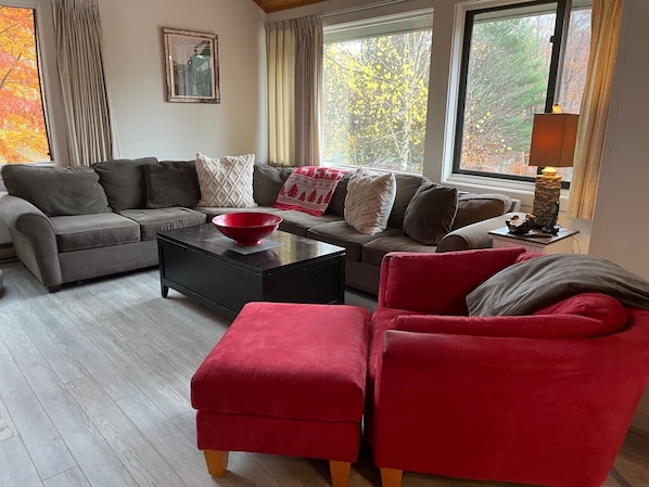 Smart TV, fireplace, stereo
