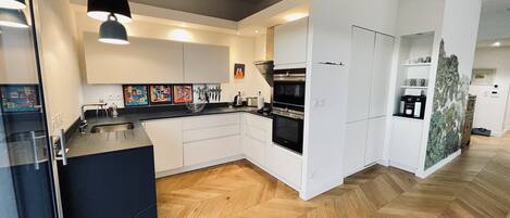 Fridge, microwave, oven, dishwasher