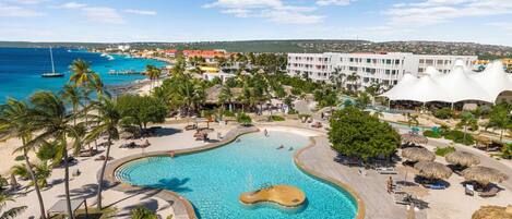 Private beach, white sand, free beach cabanas, sun loungers