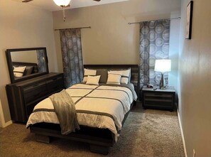 2 bedrooms, iron/ironing board, WiFi, bed sheets