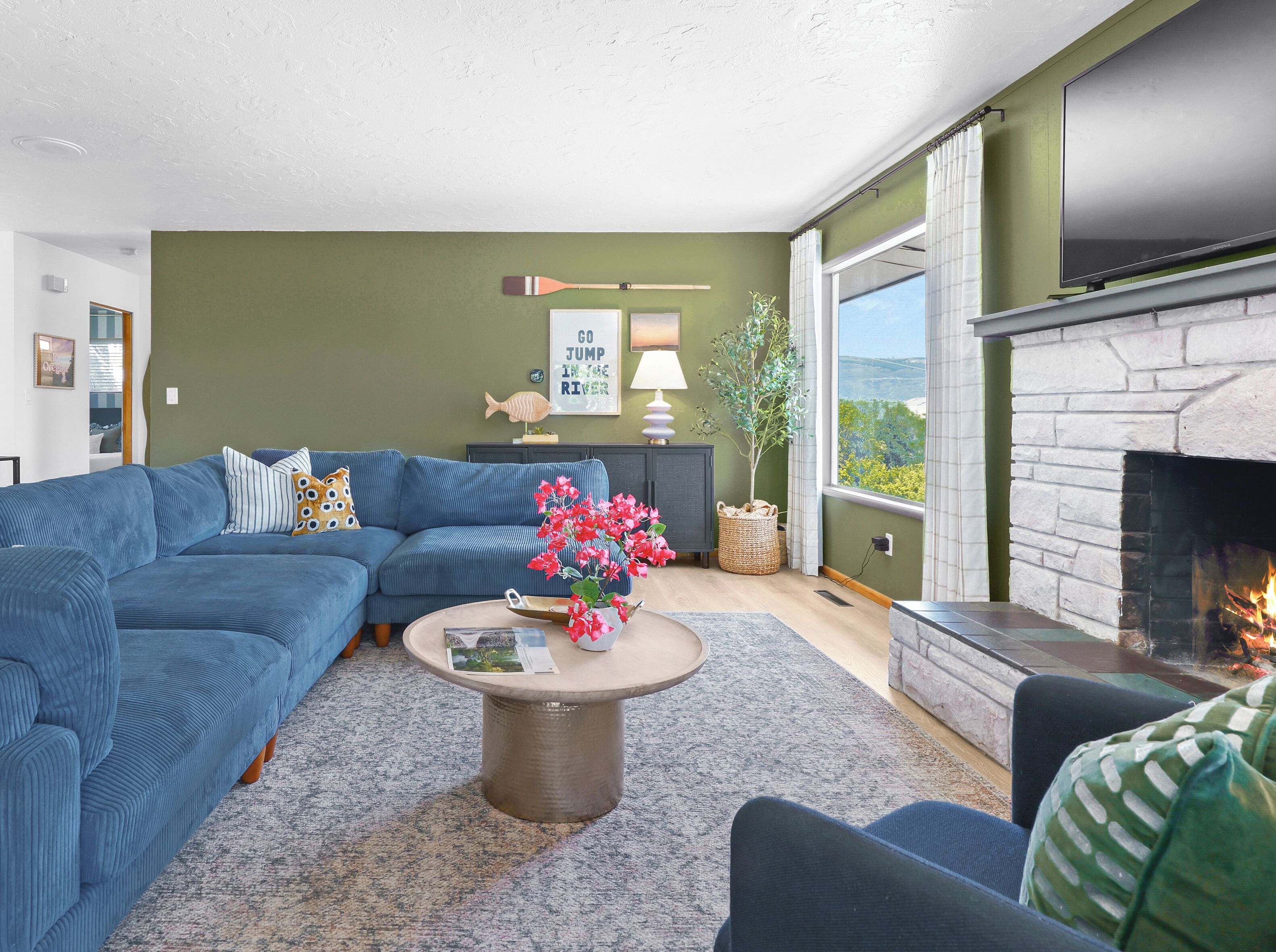 Fireplace, foosball, table tennis, offices