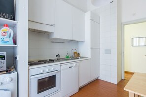 Fridge, oven, dishwasher, coffee/tea maker