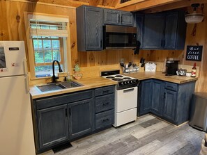 Fridge, microwave, oven, stovetop - Cozy cottage in the Winthrop Lakes Area (Winthrop)