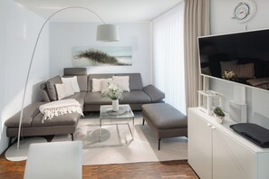 Fernseher, Bücher, Musikbibliothek, Stereoanlage