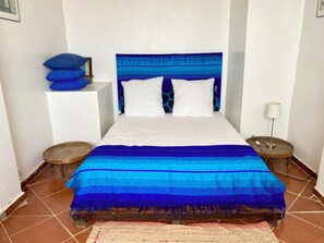 1 bedroom, desk, iron/ironing board, travel cot