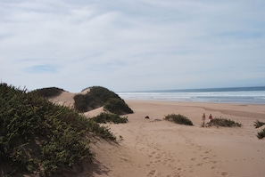 Sulla spiaggia, lettini da mare, teli da spiaggia