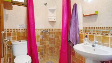 Regadera, secadora de cabello, toallas