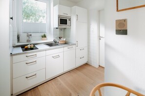 Kühlschrank, Mikrowelle, Herdplatte, Geschirrspüler