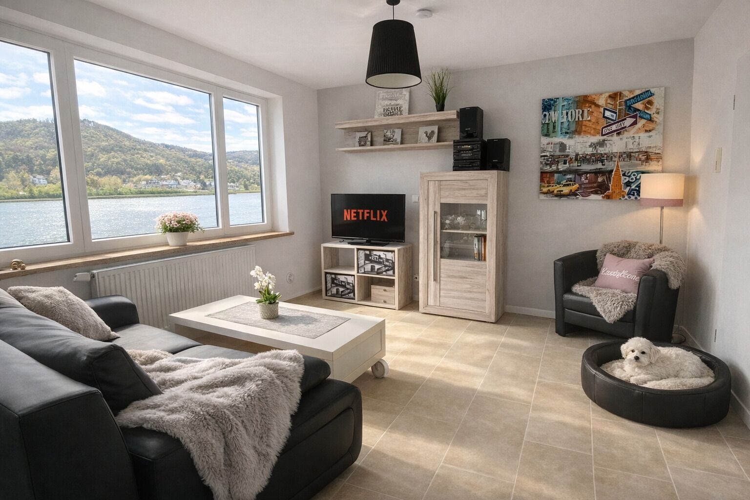 Smart TV, books, stereo