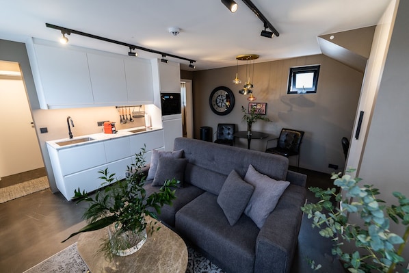 Luxury Apartment, Non Smoking, Kitchen | Living area