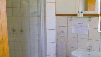 Shower, towels, soap, shampoo