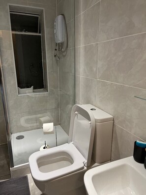 Dusche, Handtücher, Seife, Toilettenpapier