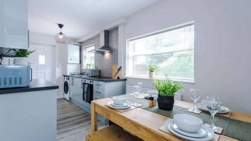 Fridge, microwave, oven, highchair