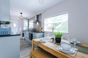 Fridge, microwave, oven, highchair