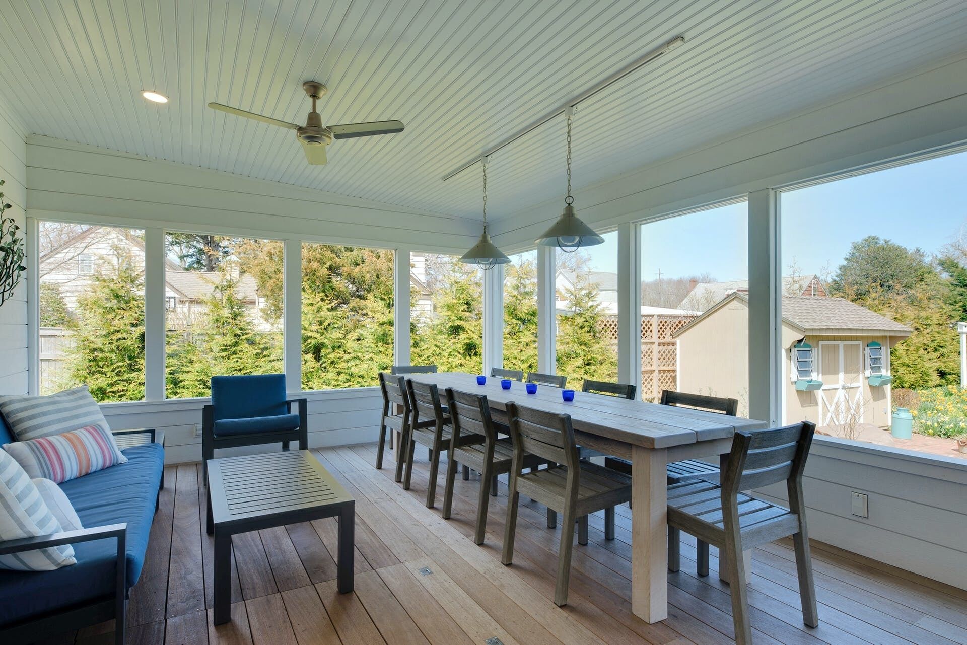 SCREENED PORCH - Backyard/gardens view. Outdoor sink + pass-thru kitchen window
