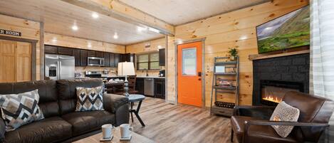 Smart TV, fireplace, video games, books