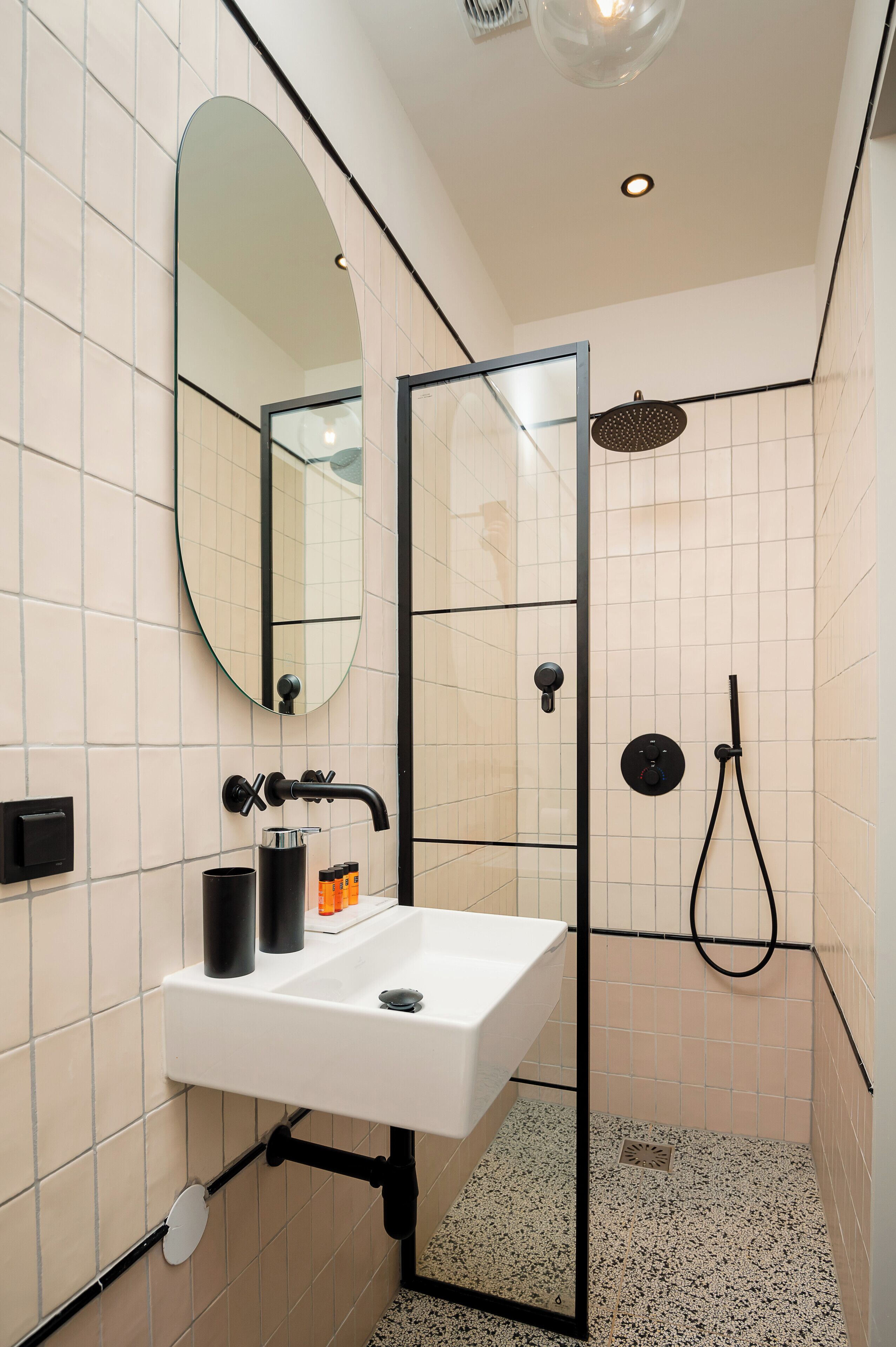 tiny room | bathroom | shower, free toiletries, hair dryer, towels