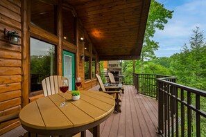 Outdoor dining - NEW!! Mountain Hideaway: Stunning VIEWS, Hot tub, Luxury Touches!  (Gatlinburg)