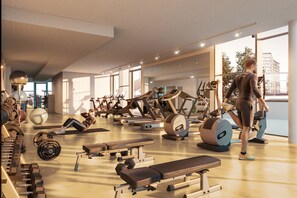 Work out in style with treadmills, stationary bikes, and free weights at our fully equipped gym.
