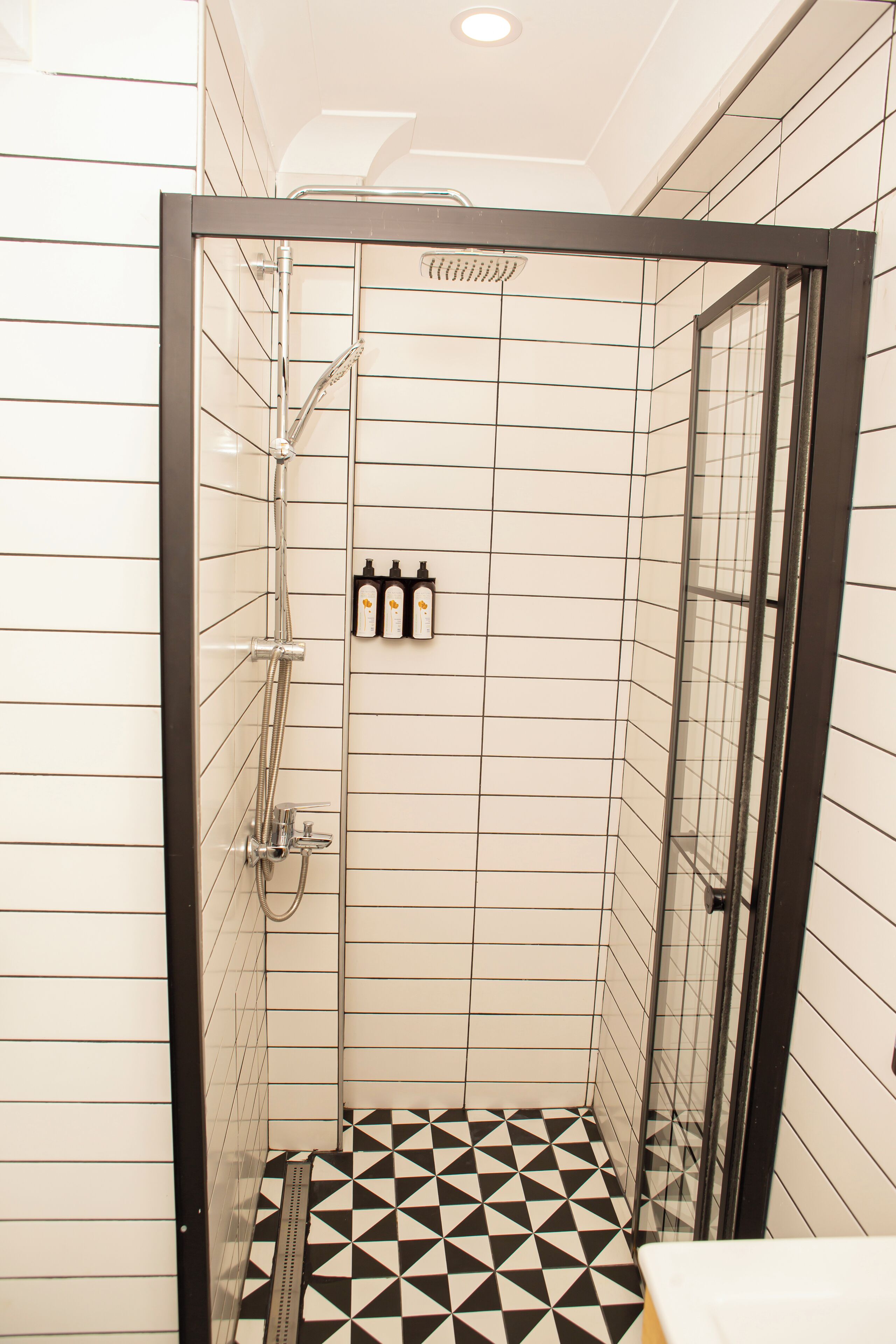 Design Room Small | Badkamer | Een douche, milieuvriendelijke toiletartikelen, een haardroger