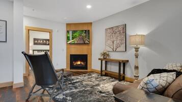 Televisión y chimenea