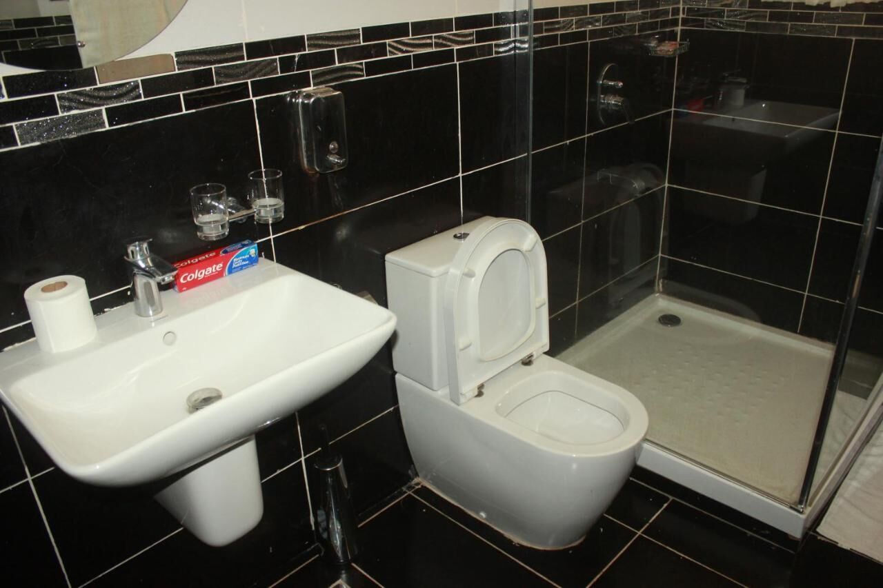 shower, slippers, towels